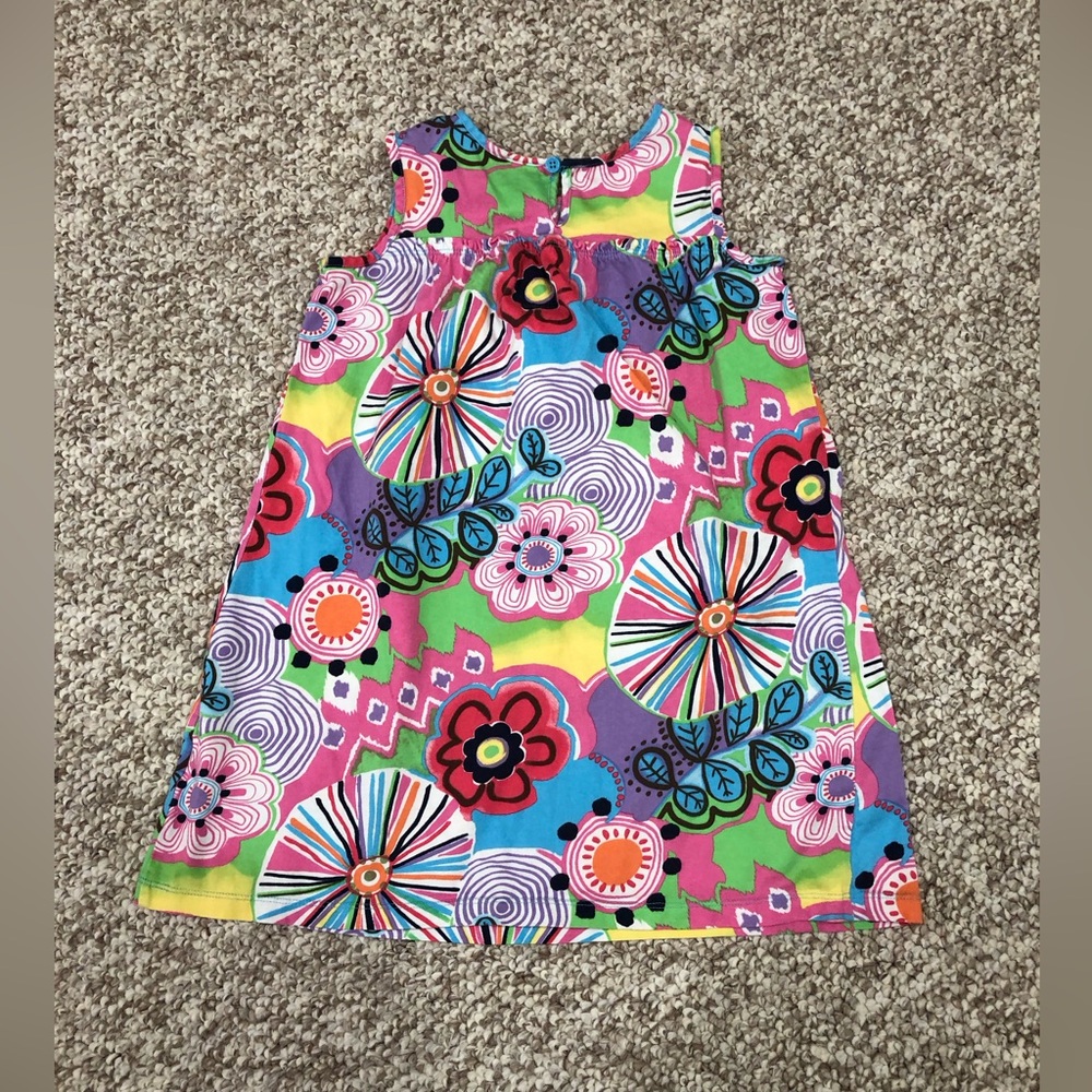 Hanna Andersson Girls 6-7 (120cm) Vibrant Multi-Colored Sleeveless Shift Dress - Picture 7 of 12
